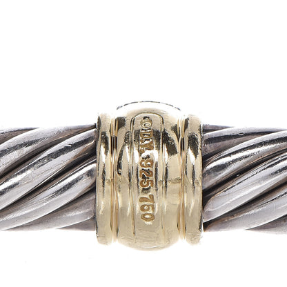 David Yurman Sterling Silver 18K Yellow Gold Diamond 7mm Cable Classics Station Bracelet 4 of 6