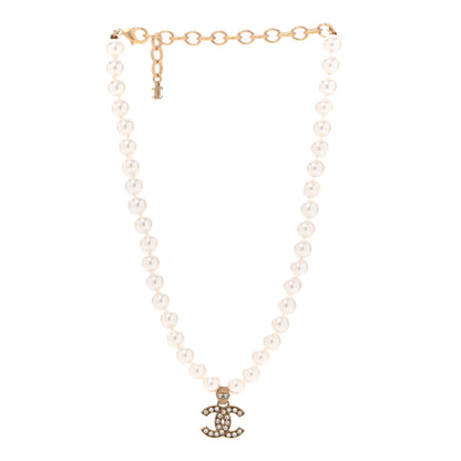 Chanel Pearl Crystal CC Short Necklace Gold 3 of 6