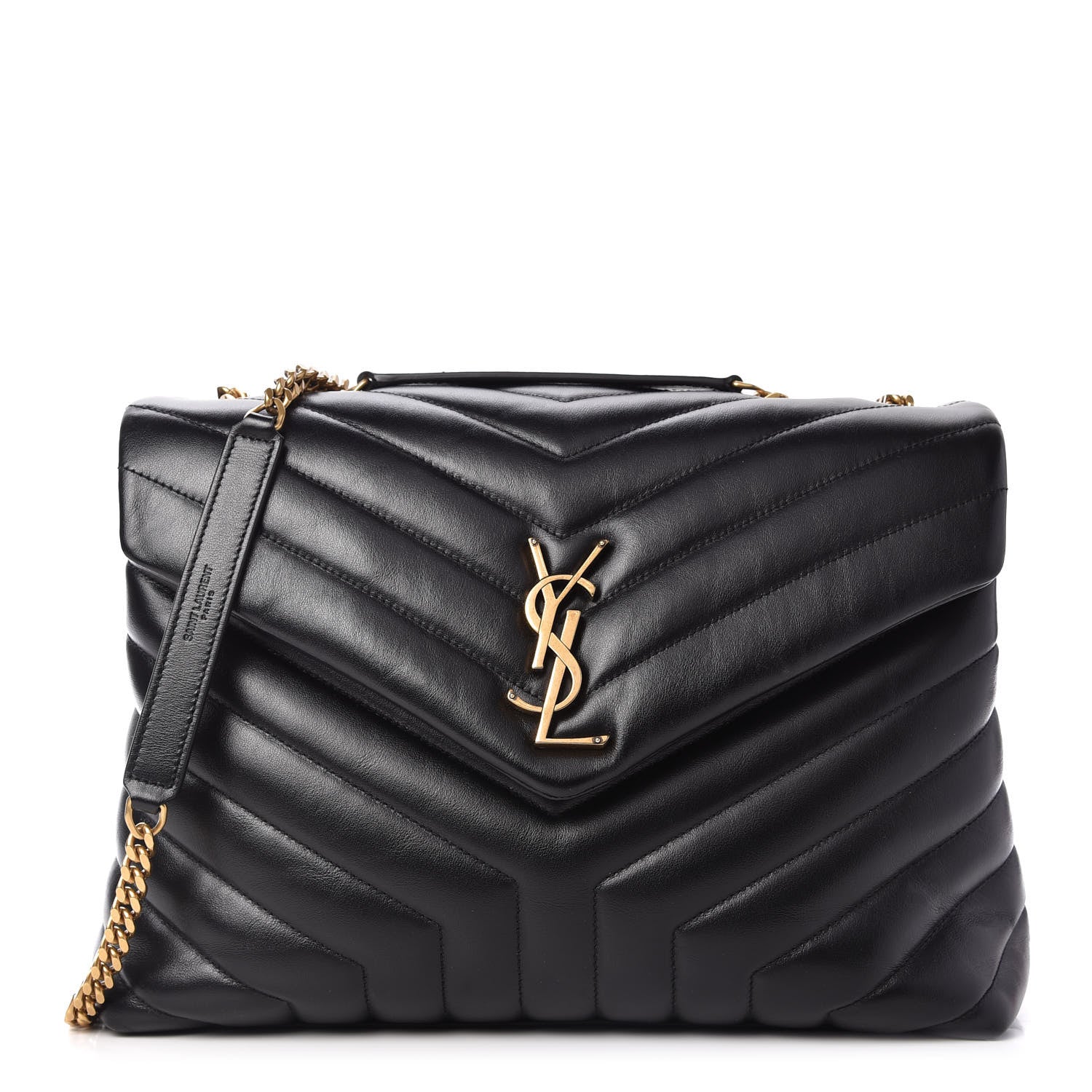 Saint Laurent Calfskin Y Quilted Monogram Medium Loulou Chain Satchel Black 1 of 10