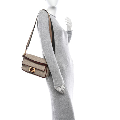 Fendi Sardinian Jacquard Vitello King FF 1974 Embroidered Baguette Corda Praline 2 of 10