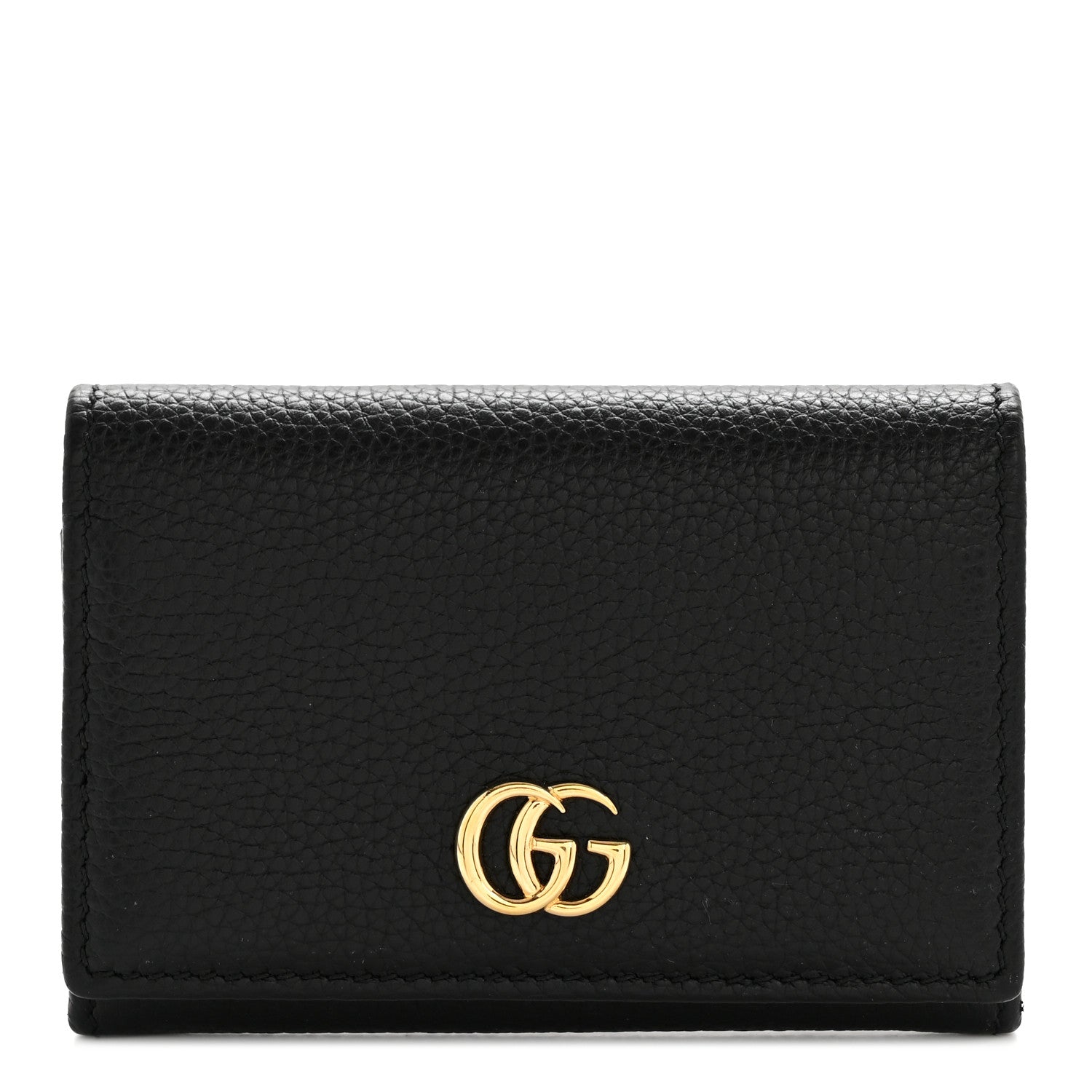 Gucci Pebbled Calfskin Bi-Color GG Marmont Card Case Black Rosso Ancora 1 of 10