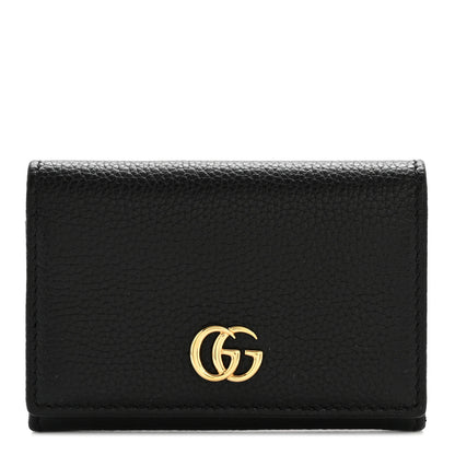 Gucci Pebbled Calfskin Bi-Color GG Marmont Card Case Black Rosso Ancora 1 of 10