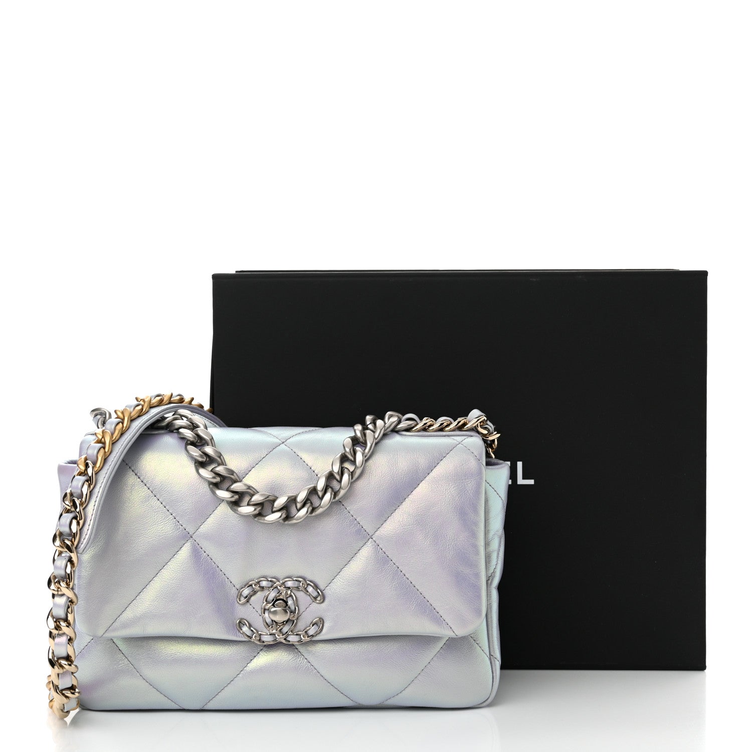 Chanel Iridescent Calfskin Quilted Medium Chanel 19 Flap Light Purple 11 of 11