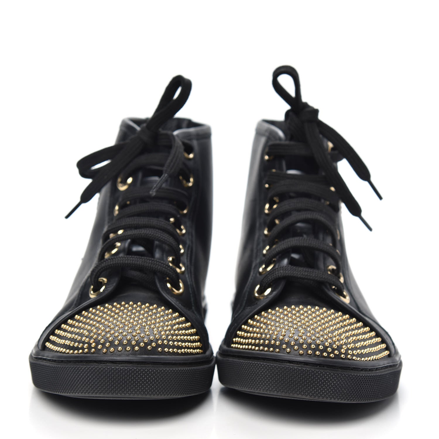 Louis Vuitton Calfskin Studded Punchy High Top Sneakers 36 Black 2 of 9