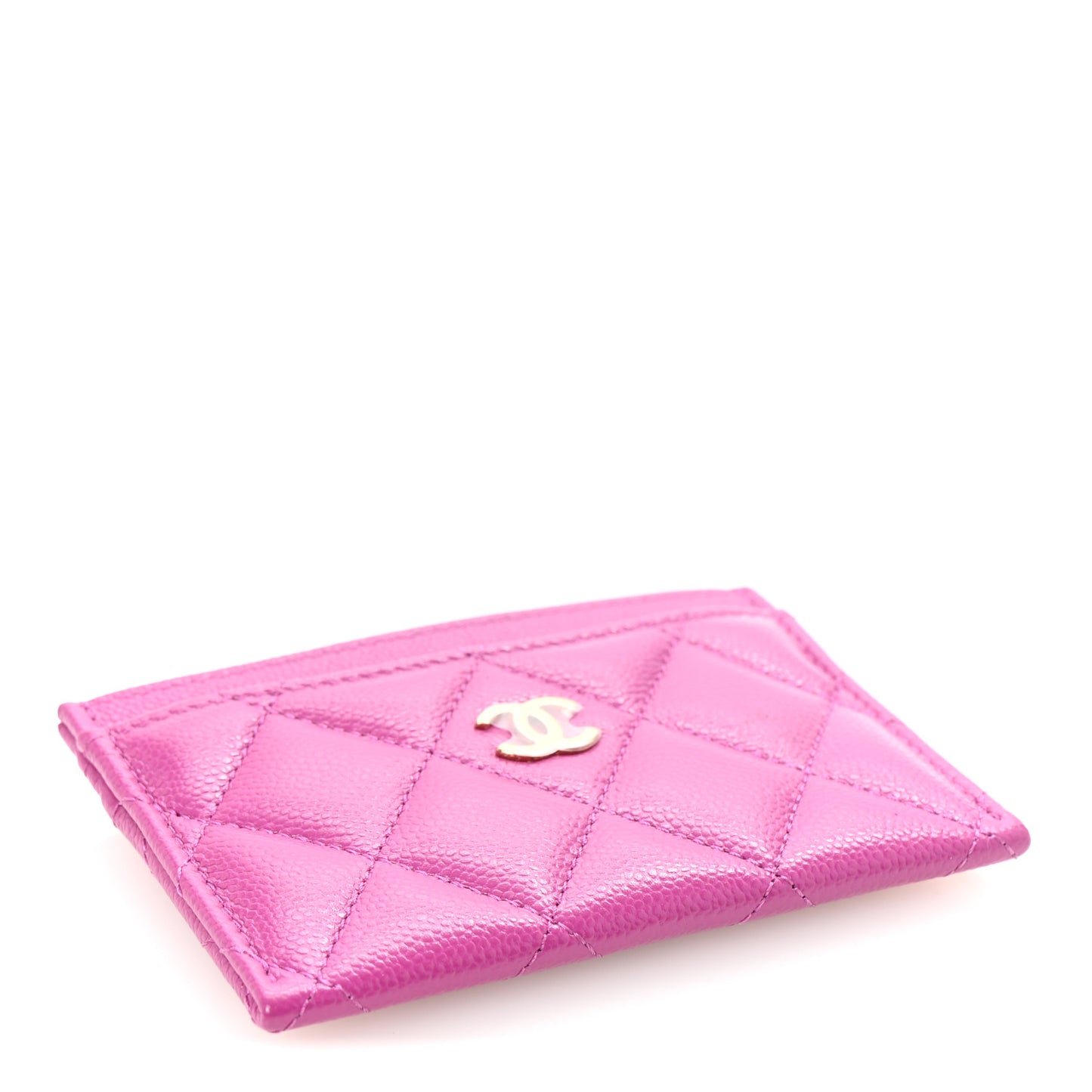 Caviar Quilted Card Holder Purple