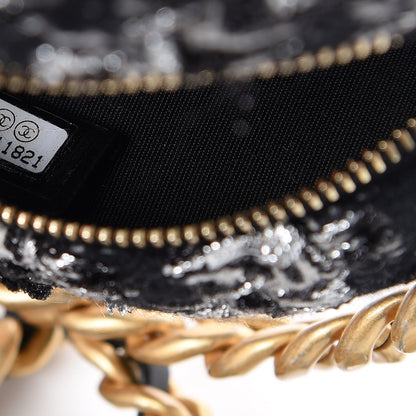 Chanel Tweed Quilted 19 Round Clutch With Chain Black White 8 of 9