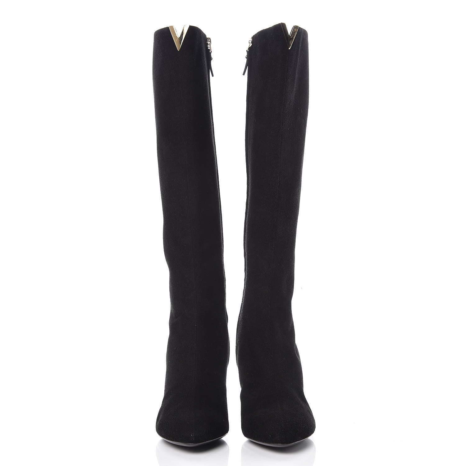 Louis Vuitton Suede High Boots 36.5 Black 2 of 9