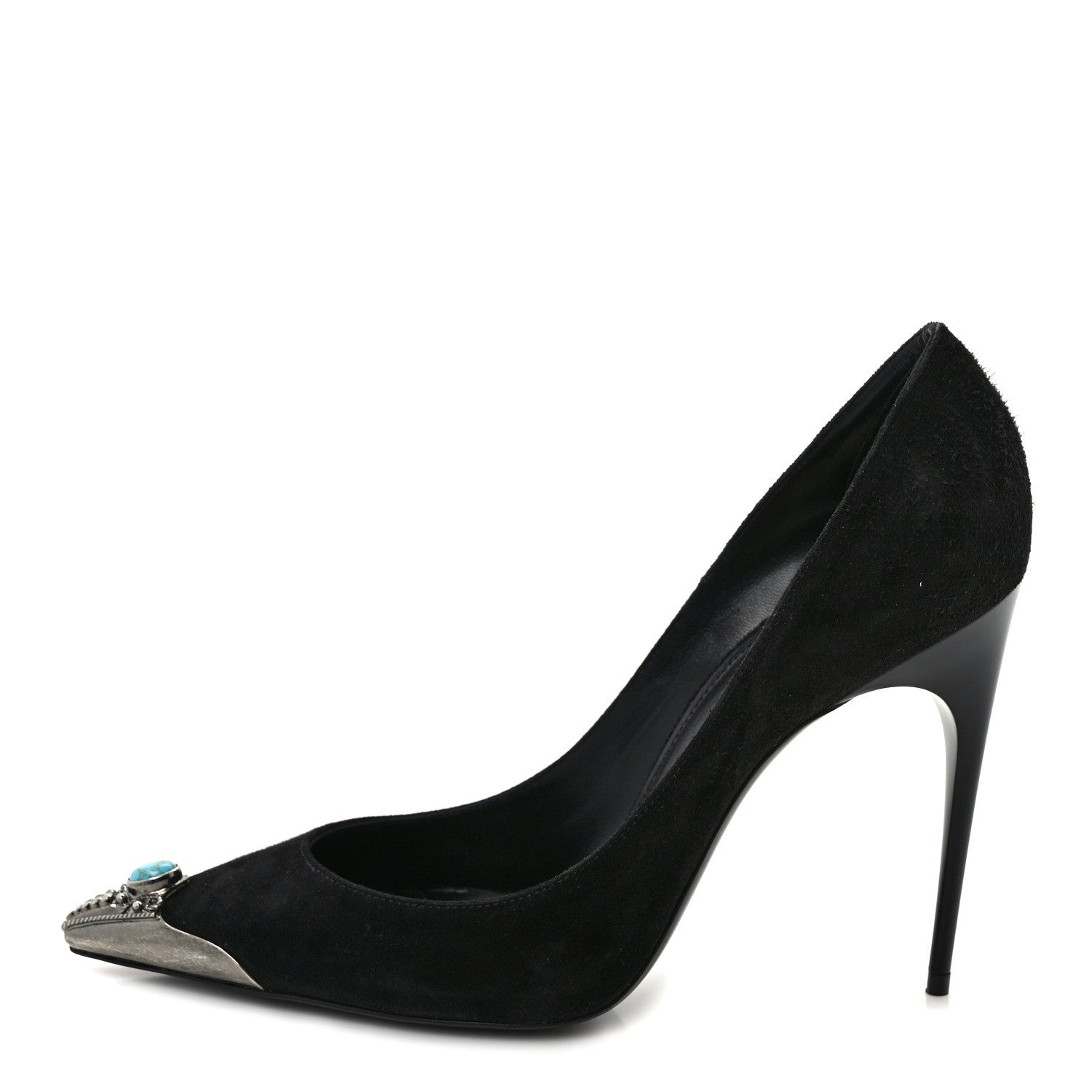 Saint Laurent Suede Metal Tip Zoe 105 Pumps 38.5 Black 1 of 8