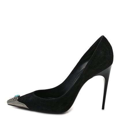 Saint Laurent Suede Metal Tip Zoe 105 Pumps 38.5 Black 1 of 8