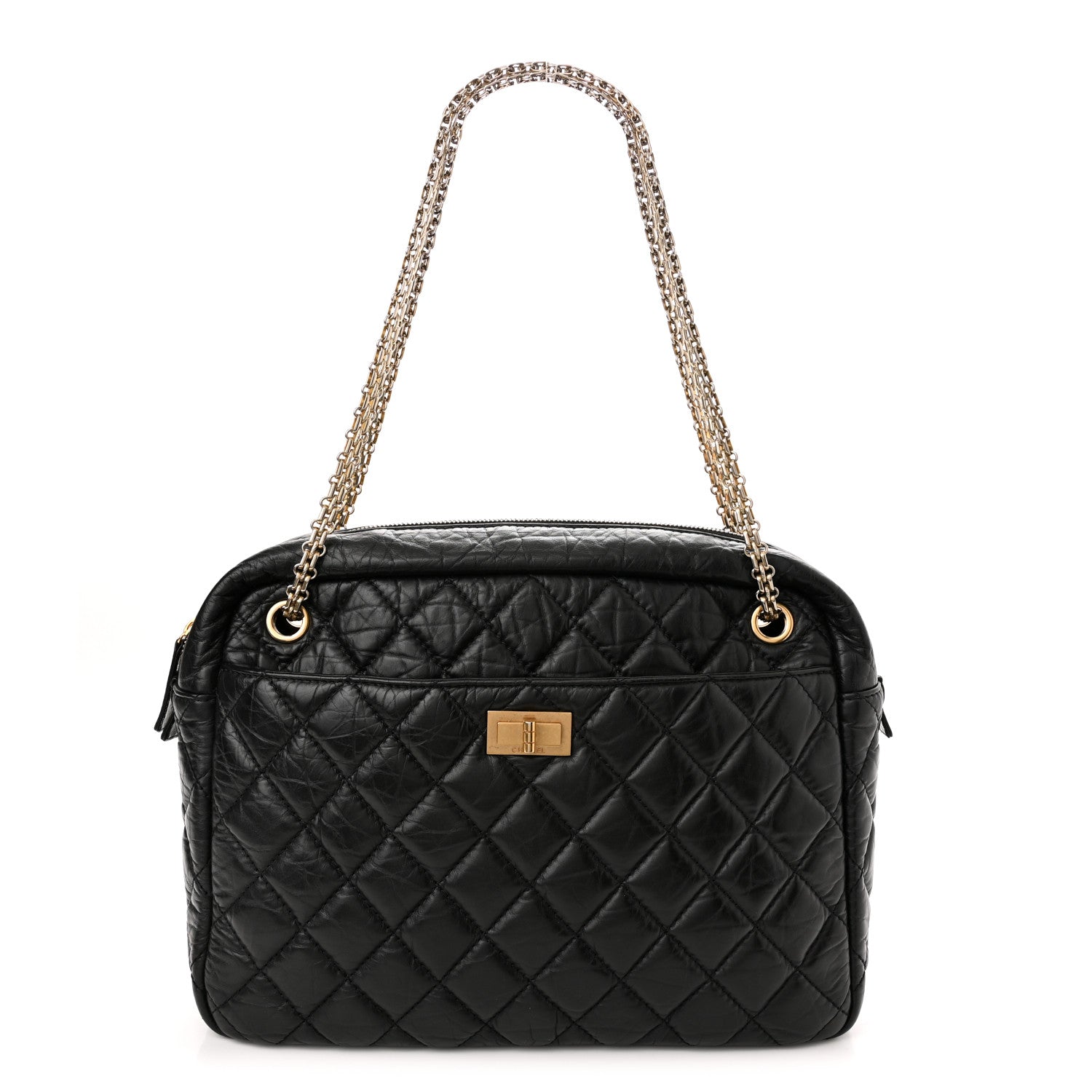 Chanel Aged Calfskin Quilted Large Reissue Camera Case Black 1 of 10