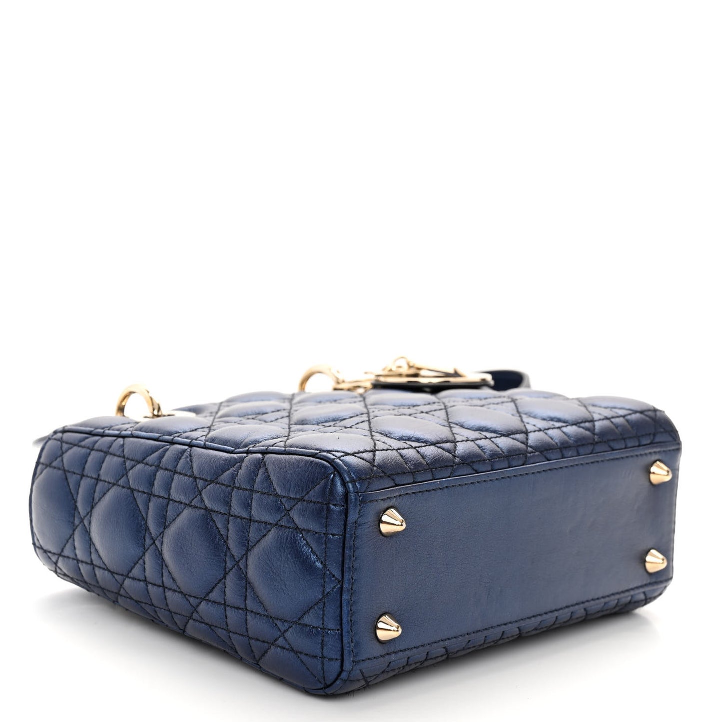 Metallic Lambskin Cannage Small My ABCDior Lady Dior Blue