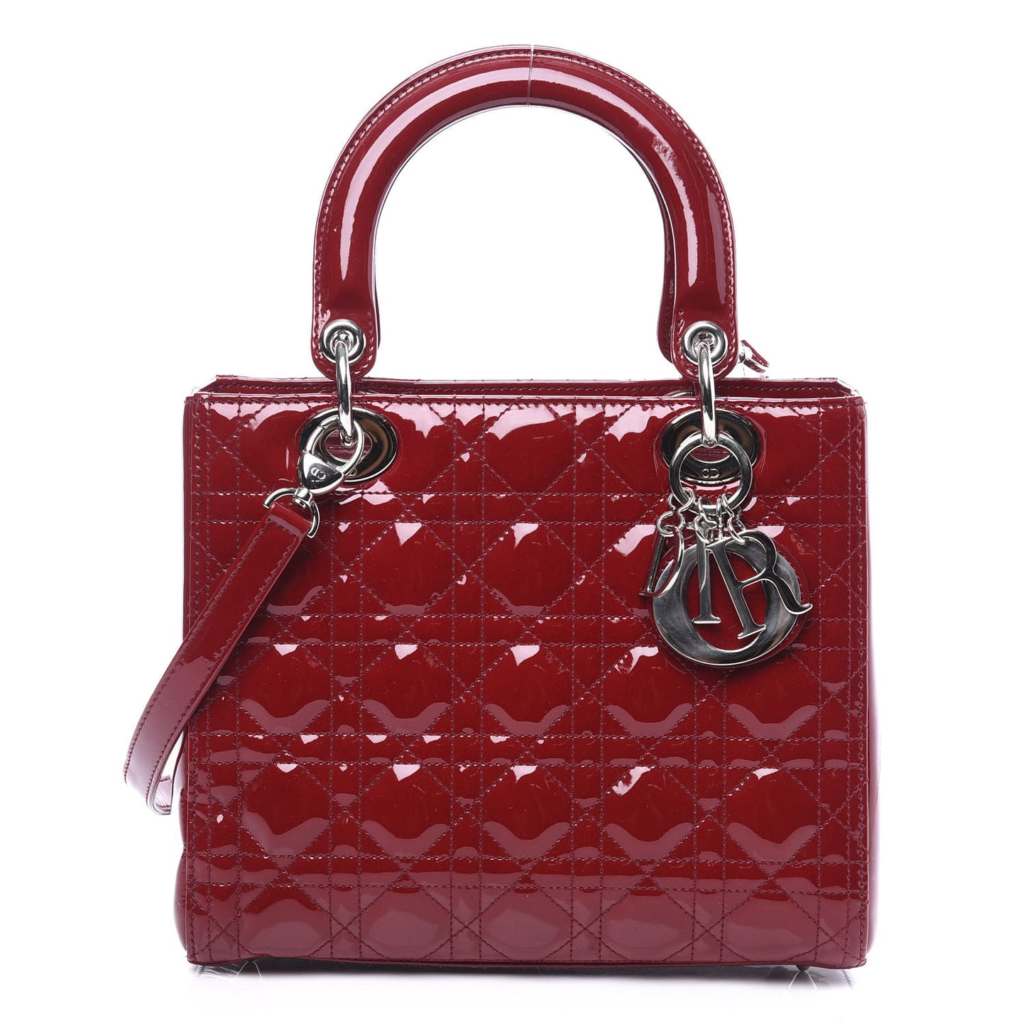 Patent Cannage Medium Lady Dior Red