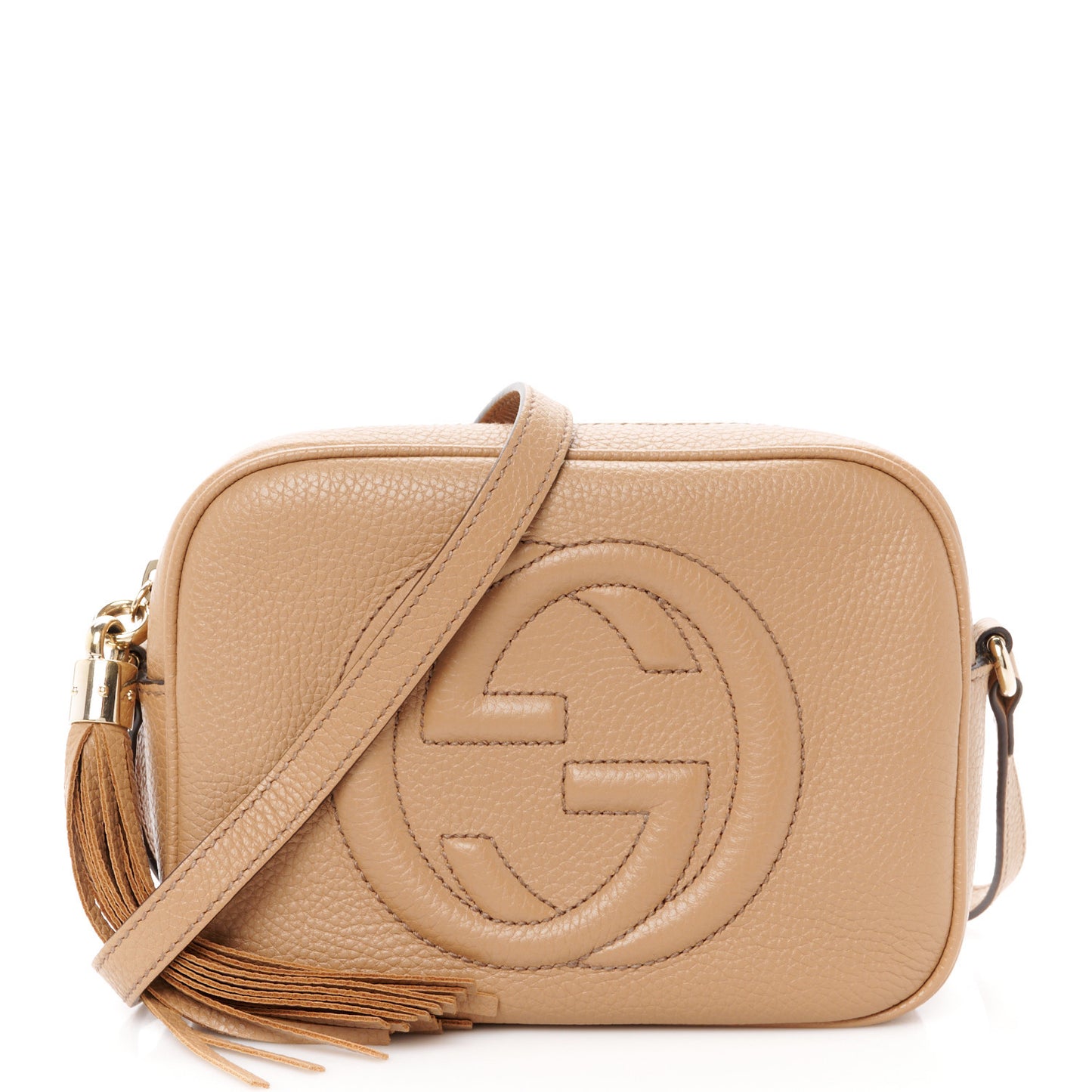 Pebbled Calfskin Small Soho Disco Bag Camelia