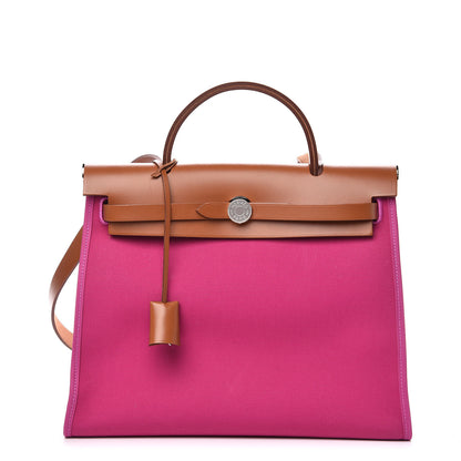 Hermes Vache Hunter Toile Herbag Zip 31 PM Magnolia Fauve 1 of 11
