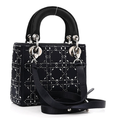 Christian Dior Satin Crystal Cannage Mini Lady Dior Navy 3 of 10
