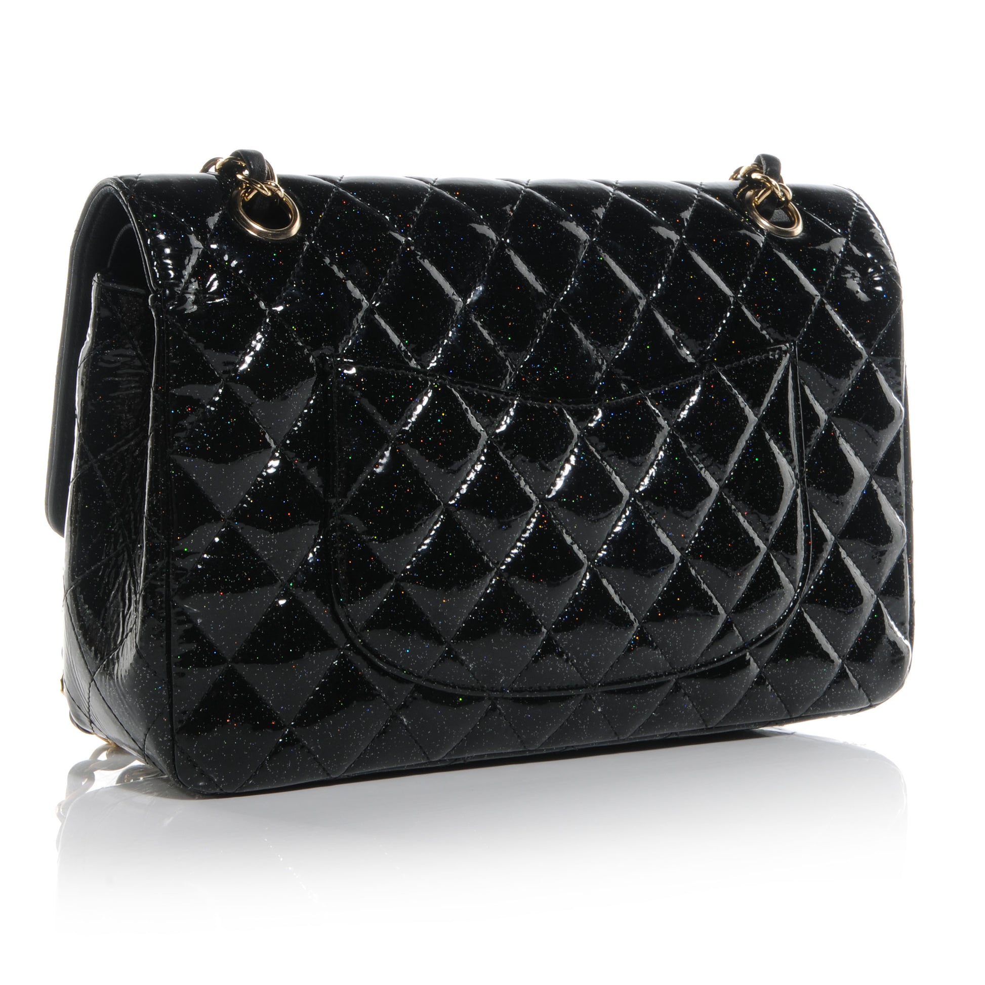 Chanel Glitter Patent Quilted Evening Star Medium Double Flap Black 3 of 9