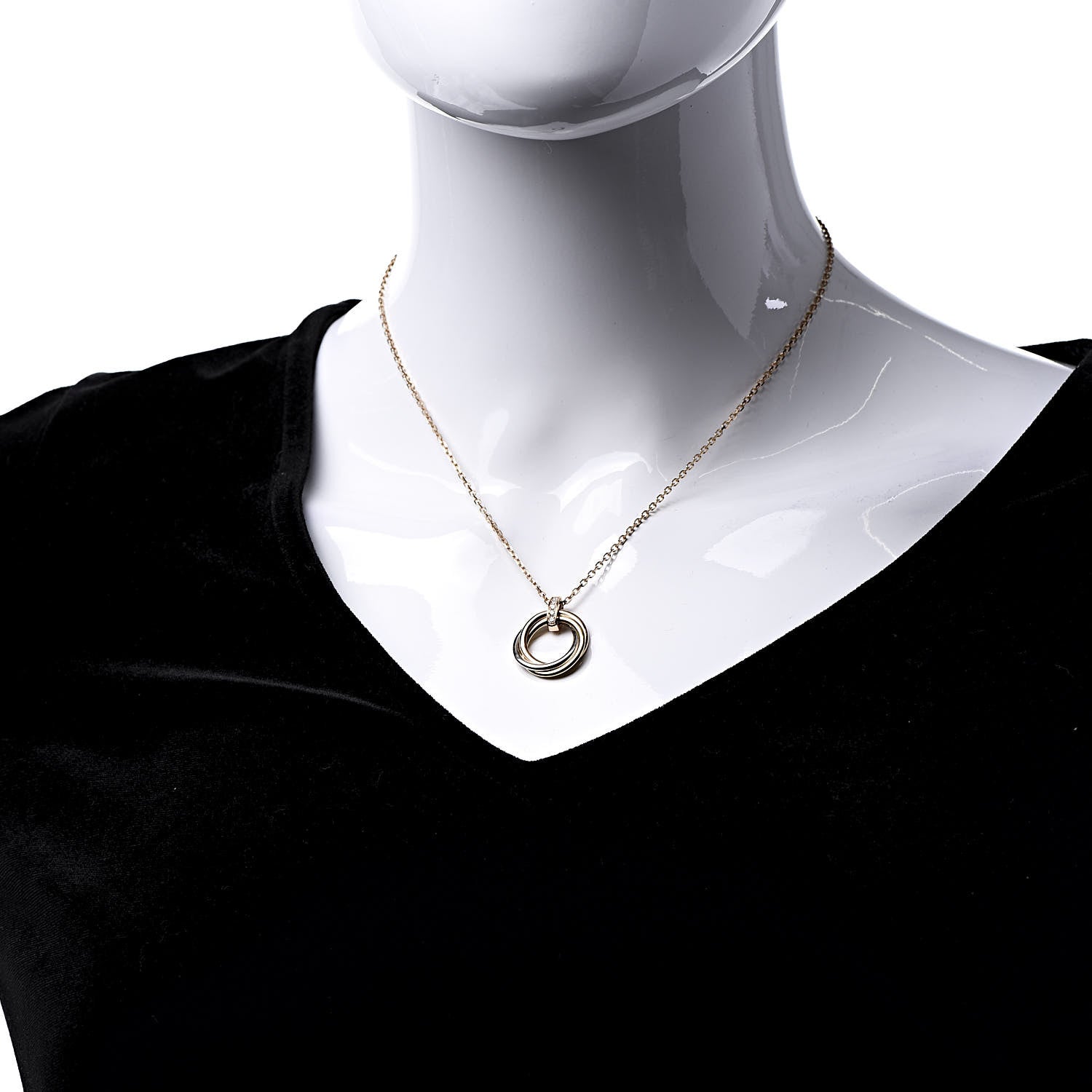 Cartier 18K Pink White Yellow Gold Diamond Trinity Pendant Necklace 2 of 7
