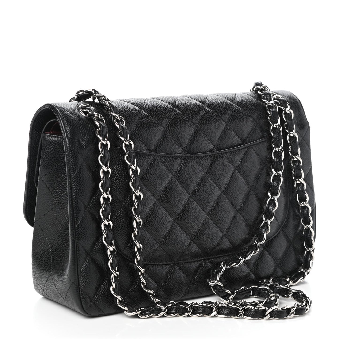 Caviar Quilted Jumbo Double Flap Black