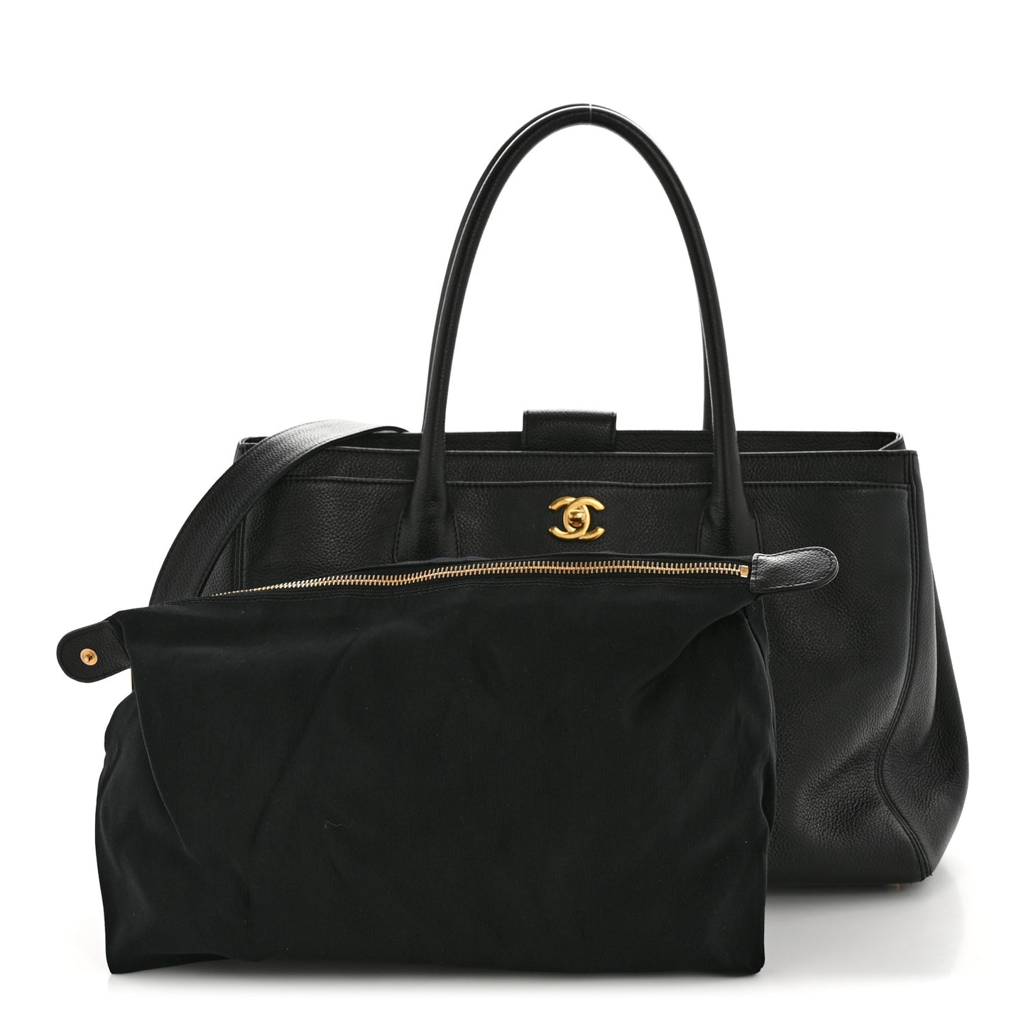 Calfskin Cerf Executive Shopper Tote Black