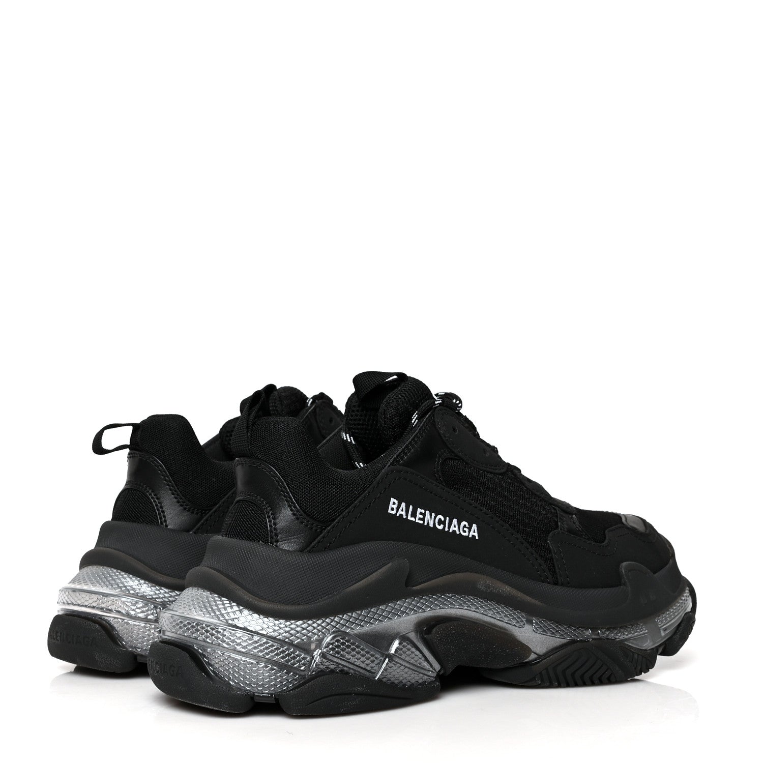Balenciaga Fabric Mesh Clear Sole Triple S Sneakers 39 Black 4 of 7