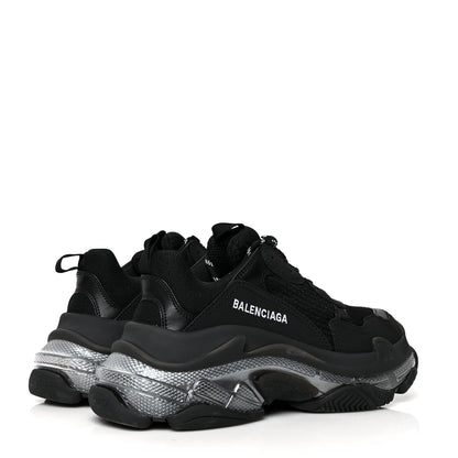 Balenciaga Fabric Mesh Clear Sole Triple S Sneakers 39 Black 4 of 7