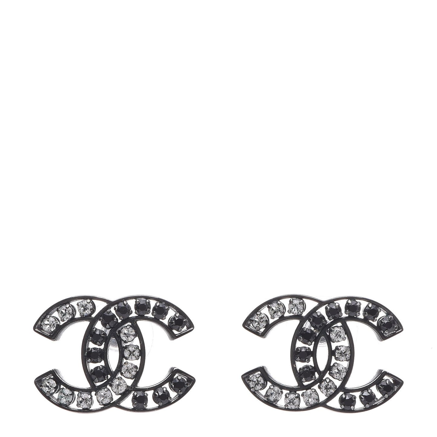 Crystal Large CC Earrings Black