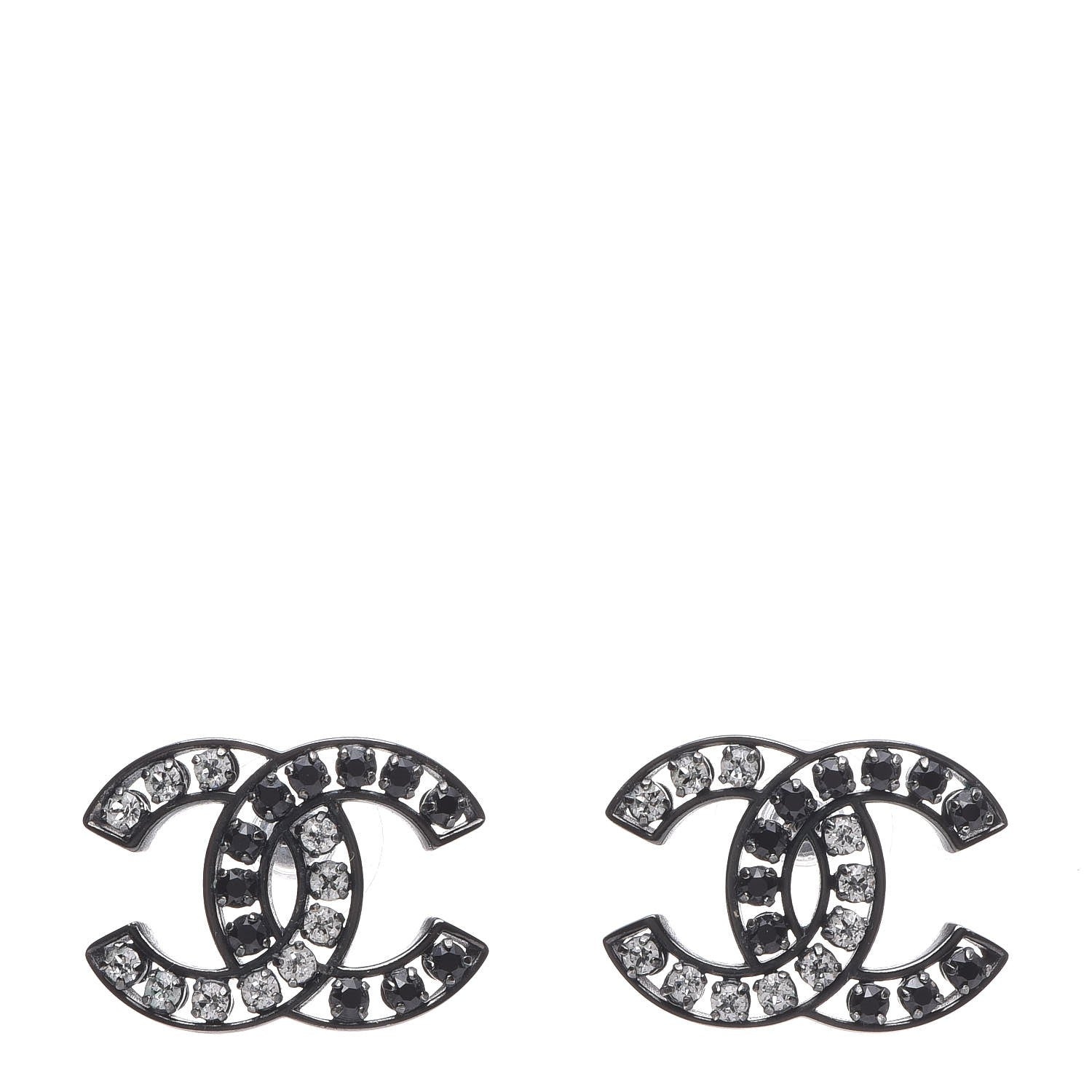 Chanel Crystal Large CC Earrings Black 1 of 6
