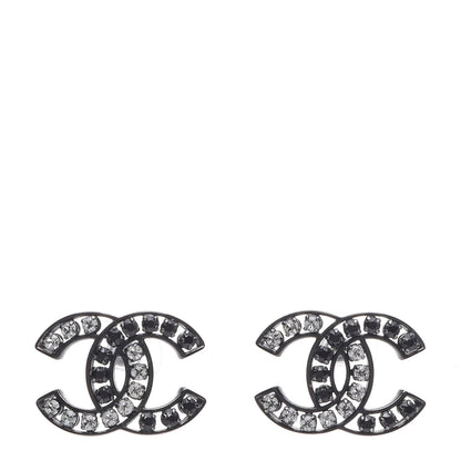Chanel Crystal Large CC Earrings Black 1 of 6