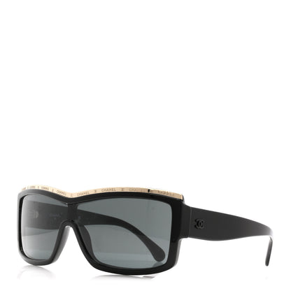 Chanel Acetate Shield Sunglasses 71504 Black 1 of 8