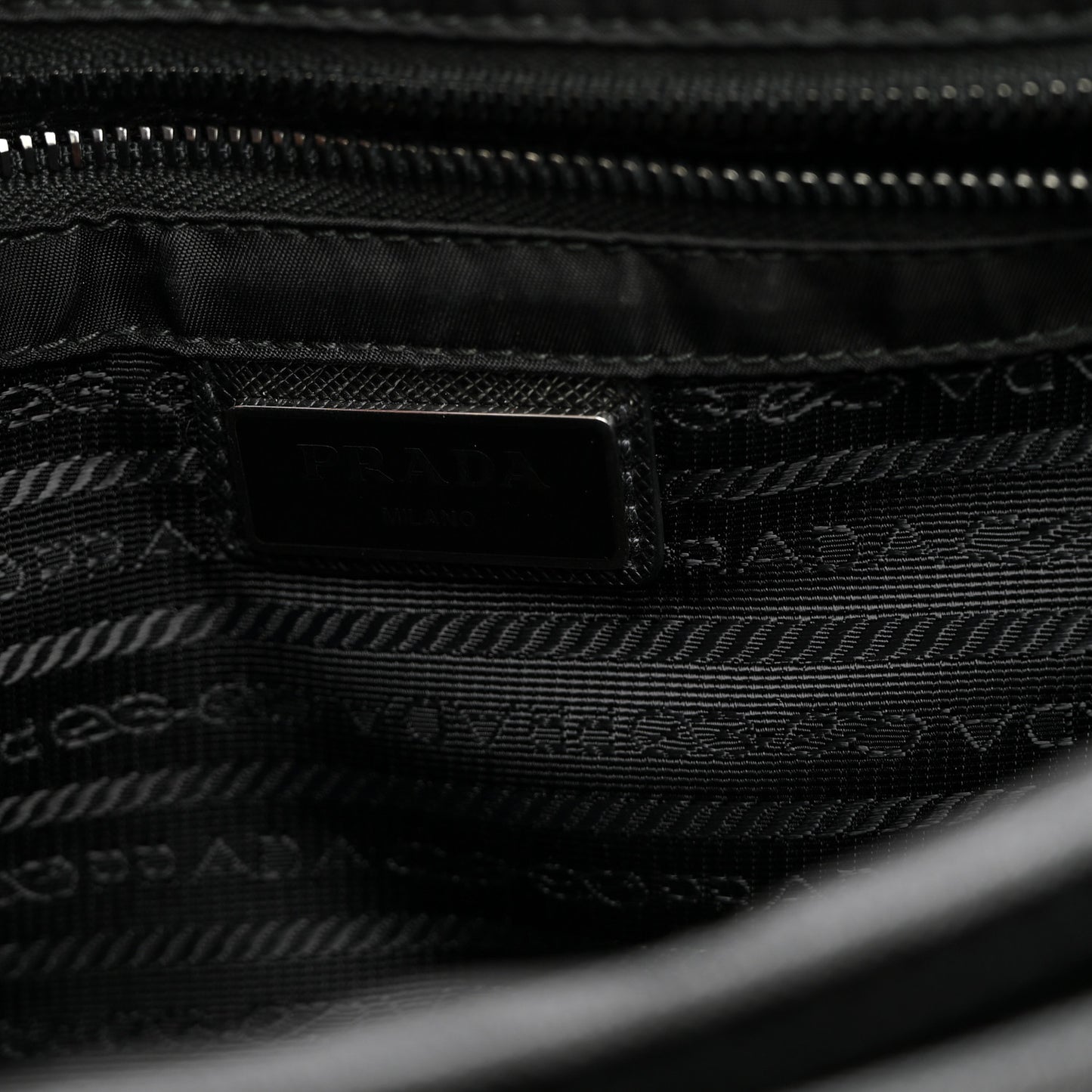 Tessuto Nylon Saffiano Double Snap Buckle Messenger Bag  Black