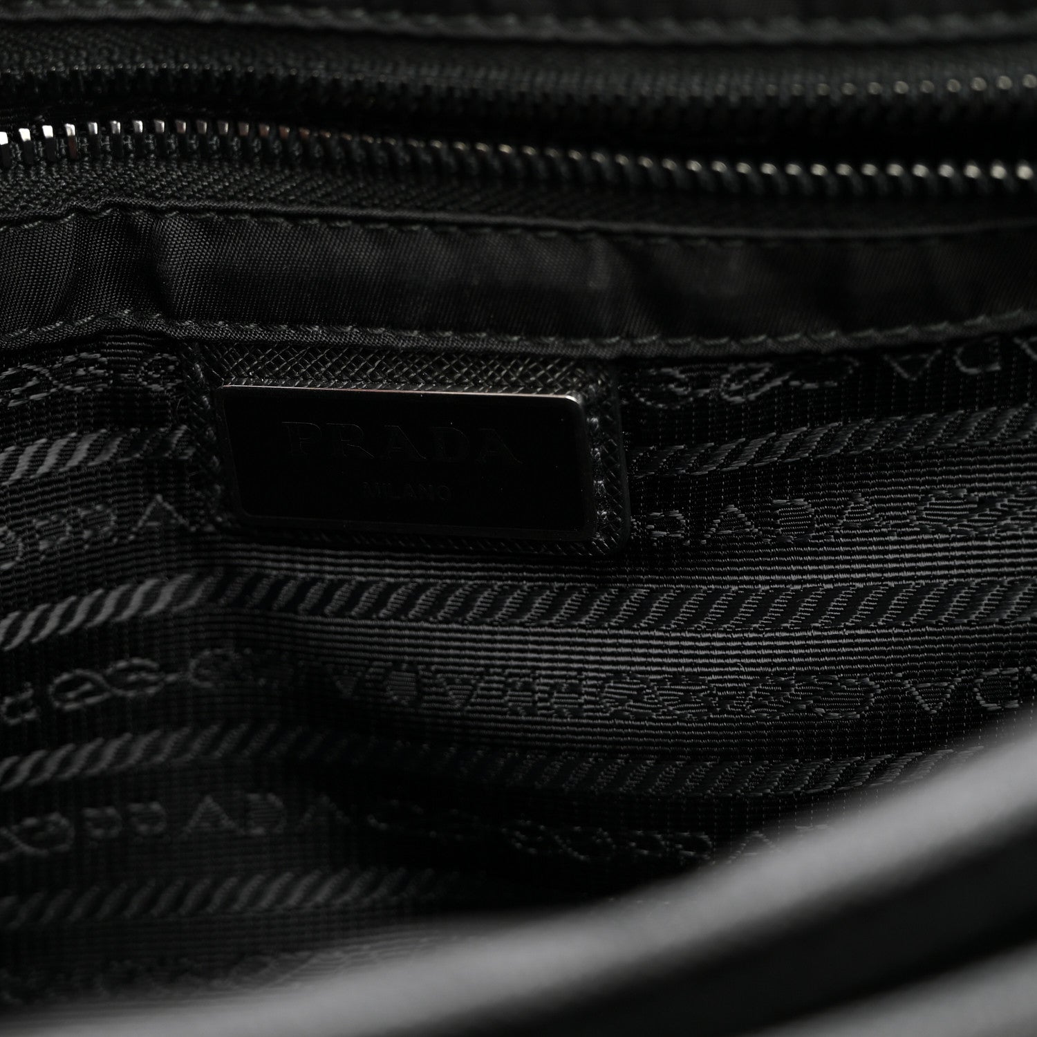 Prada Tessuto Nylon Saffiano Double Snap Buckle Messenger Bag  Black 5 of 9