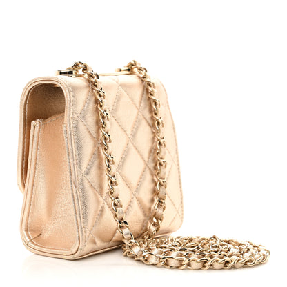 Chanel Metallic Lambskin Quilted Mini Trendy CC Clutch With Chain Gold 3 of 12