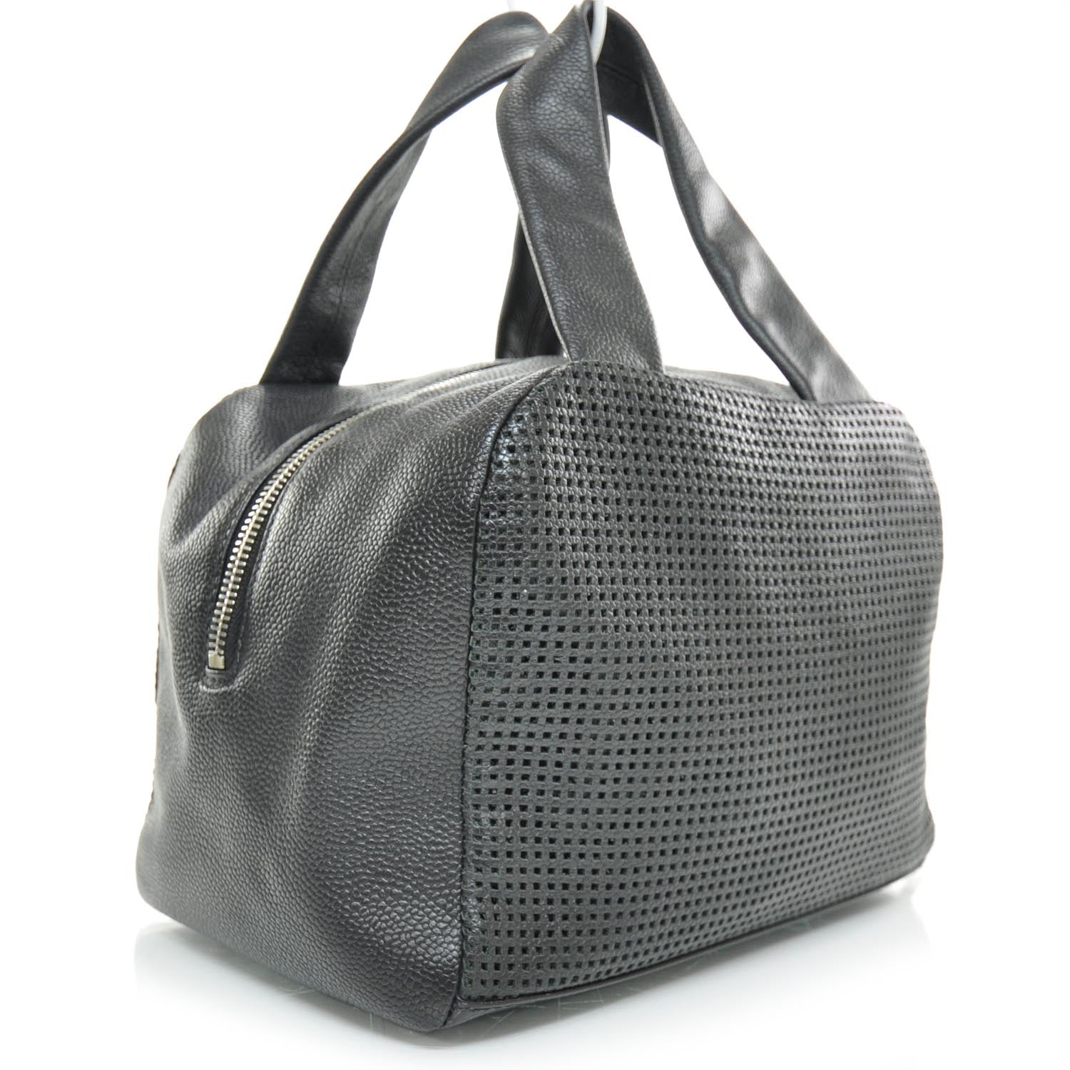 Chanel Leather Perforated Bowler Black 2 of 10