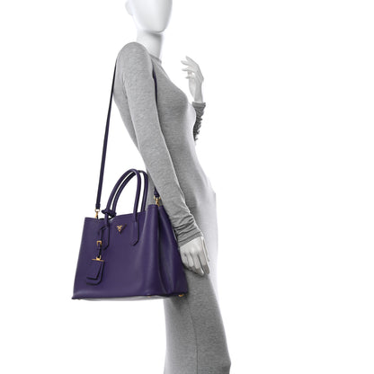 Prada Saffiano Cuir Large Double Bag Viola Black 2 of 12