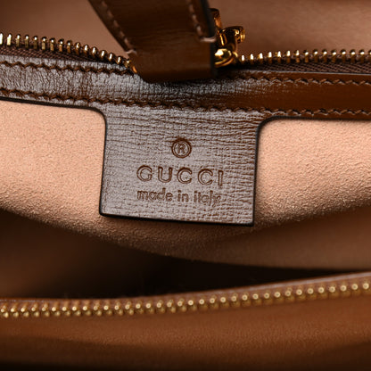 Gucci GG Supreme Monogram Azalea Calfskin Web Large Jackie 1961 Tote Beige Ebony Brown Sugar 6 of 16