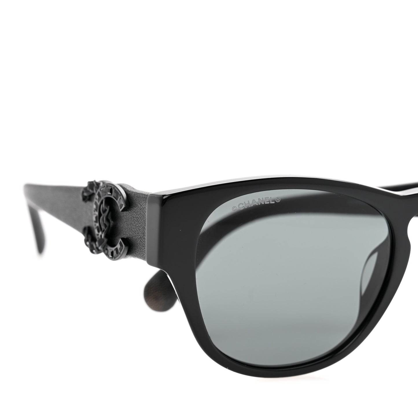 Crystal Lambskin CC Sunglasses 5455-Q-A Black