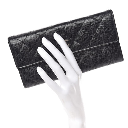 Chanel Caviar Quilted Large Gusset Flap Wallet Black 2 of 9