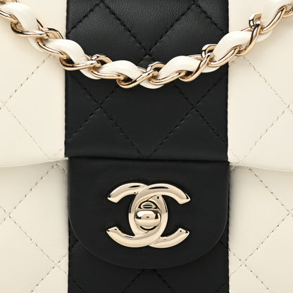 Chanel Lambskin Quilted Mini Rectangular Flap White Black 8 of 11