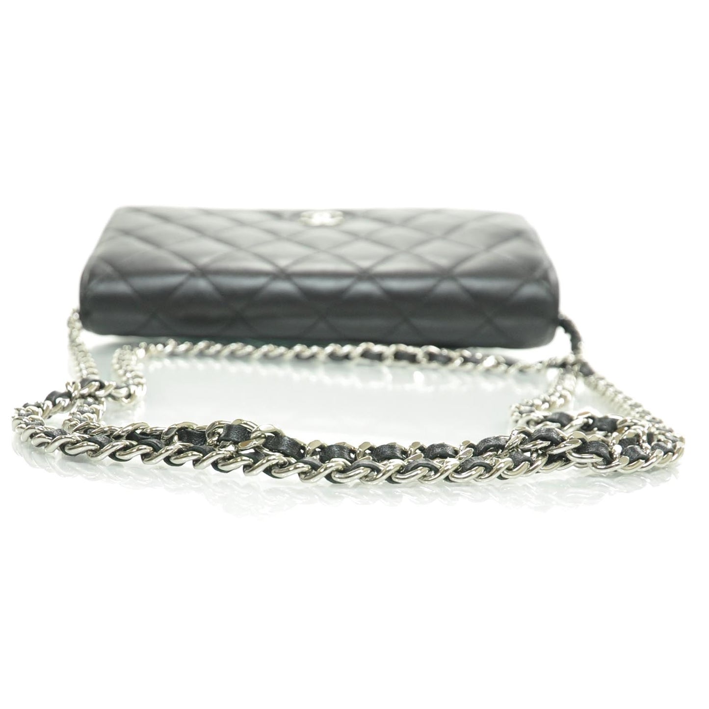 Lambskin Quilted Wallet On Chain WOC Black