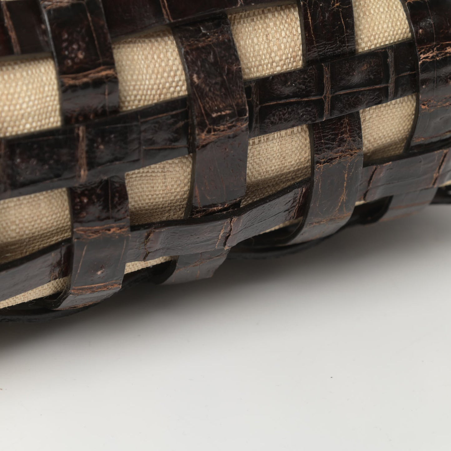 Crocodile Woven Tote Brown