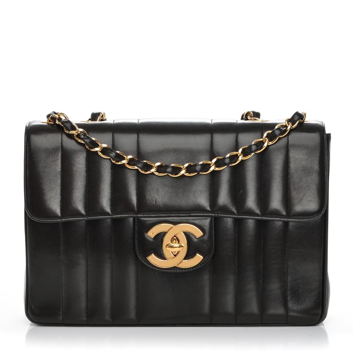 Chanel Lambskin Vertical Quilt Jumbo Flap Black 1 of 9
