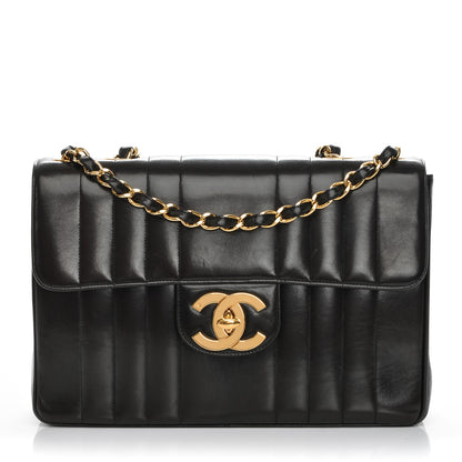 Chanel Lambskin Vertical Quilt Jumbo Flap Black 1 of 9