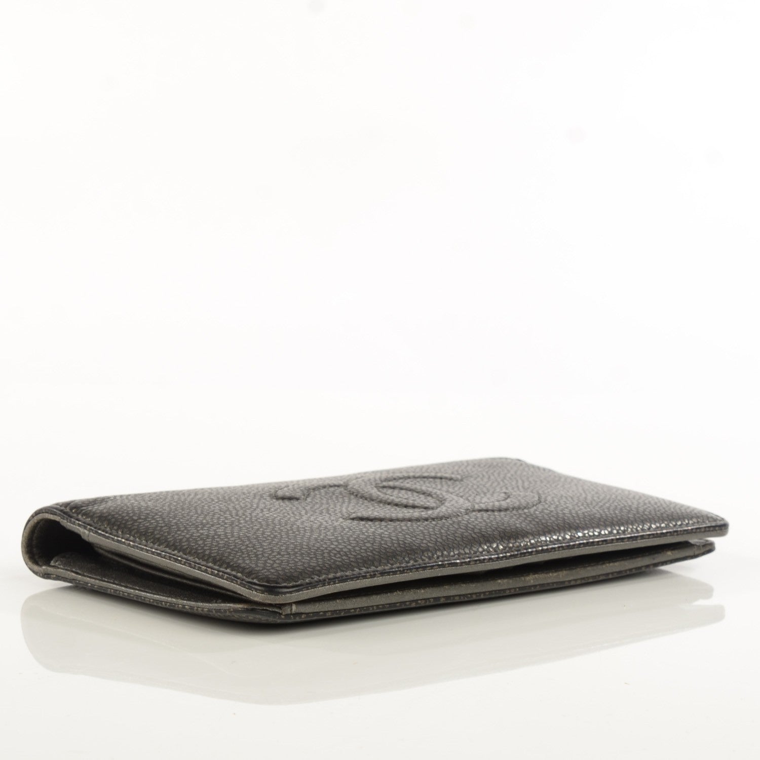 Chanel Metallic Caviar Timeless CC Yen Wallet Dark Silver 4 of 8