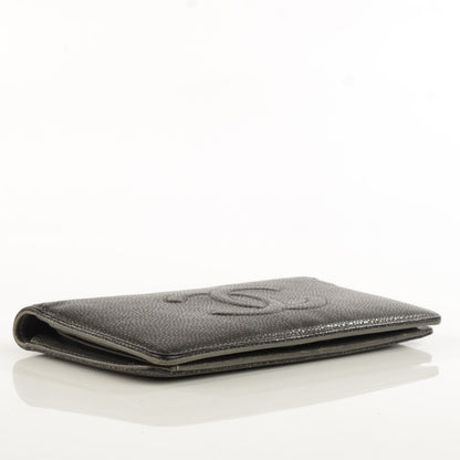 Chanel Metallic Caviar Timeless CC Yen Wallet Dark Silver 4 of 8