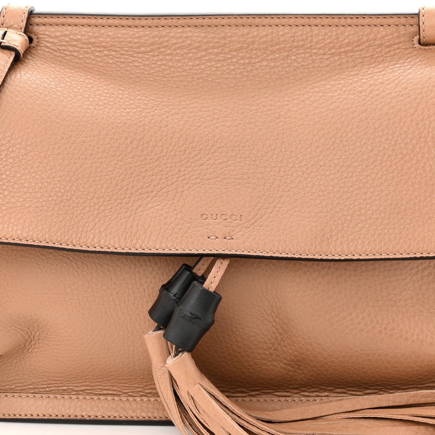 Gucci Cellarius Calfskin Medium Bamboo Daily Flap Shoulder Bag Camelia 7 of 11