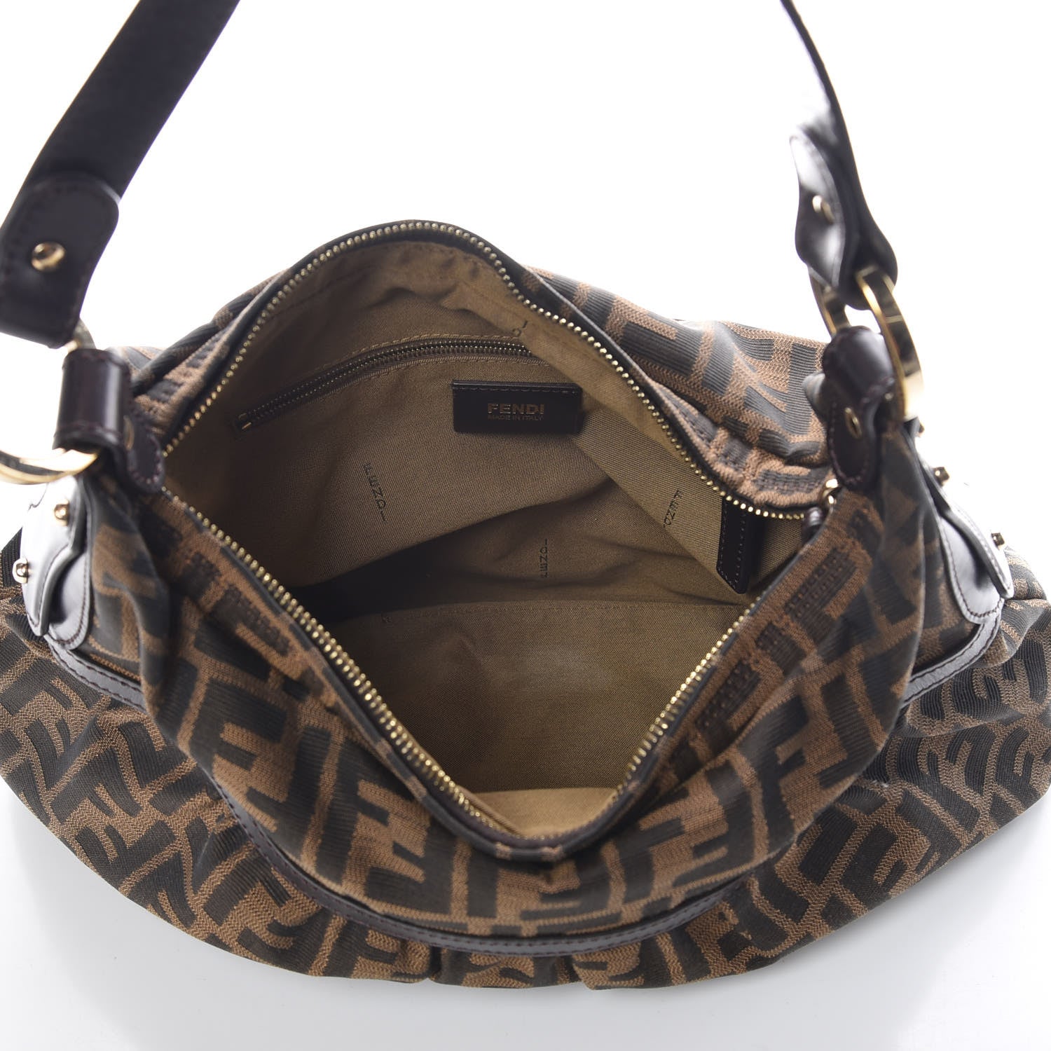 Fendi Zucca Cuoio Lucido Chef Hobo Tobacco Moro 5 of 7