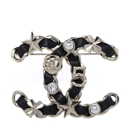 Chanel Lambskin Pearl Strass Sergeant Brooch Gold 1 of 3