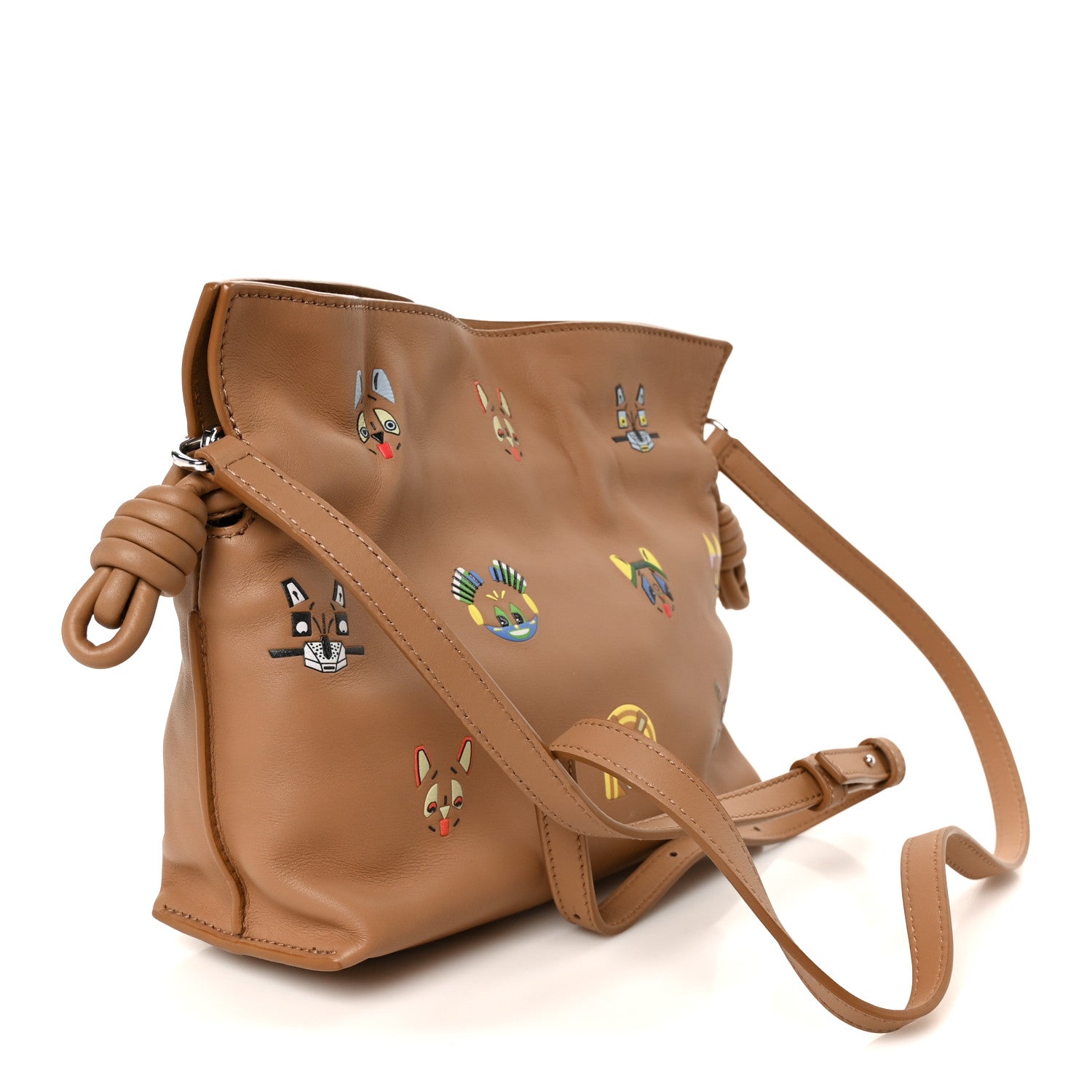 Loewe X Louis Wain Smooth Calfskin Futurist Cats Mini Flamenco Knot Clutch Mocha 3 of 11