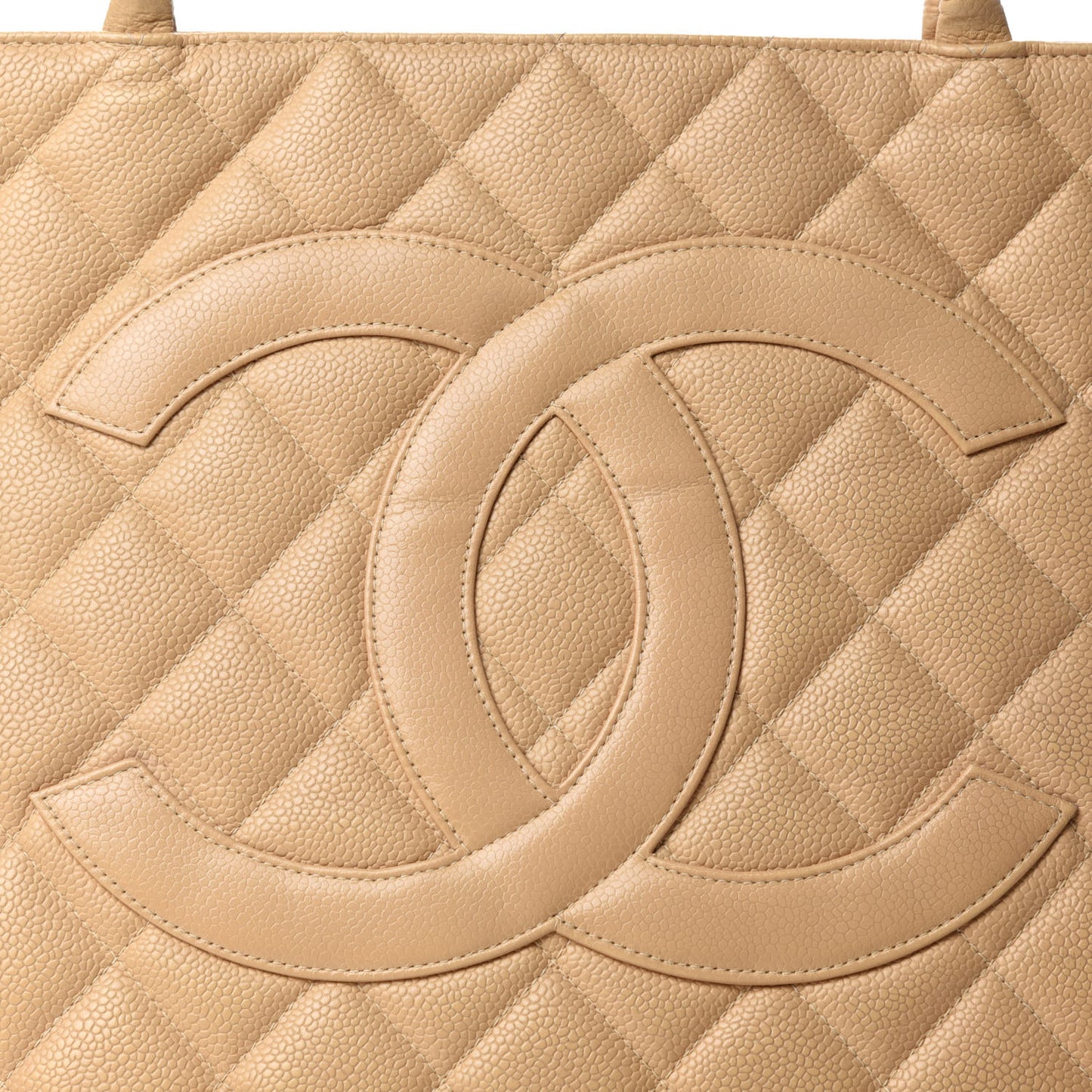 Caviar Quilted Medallion Tote Beige