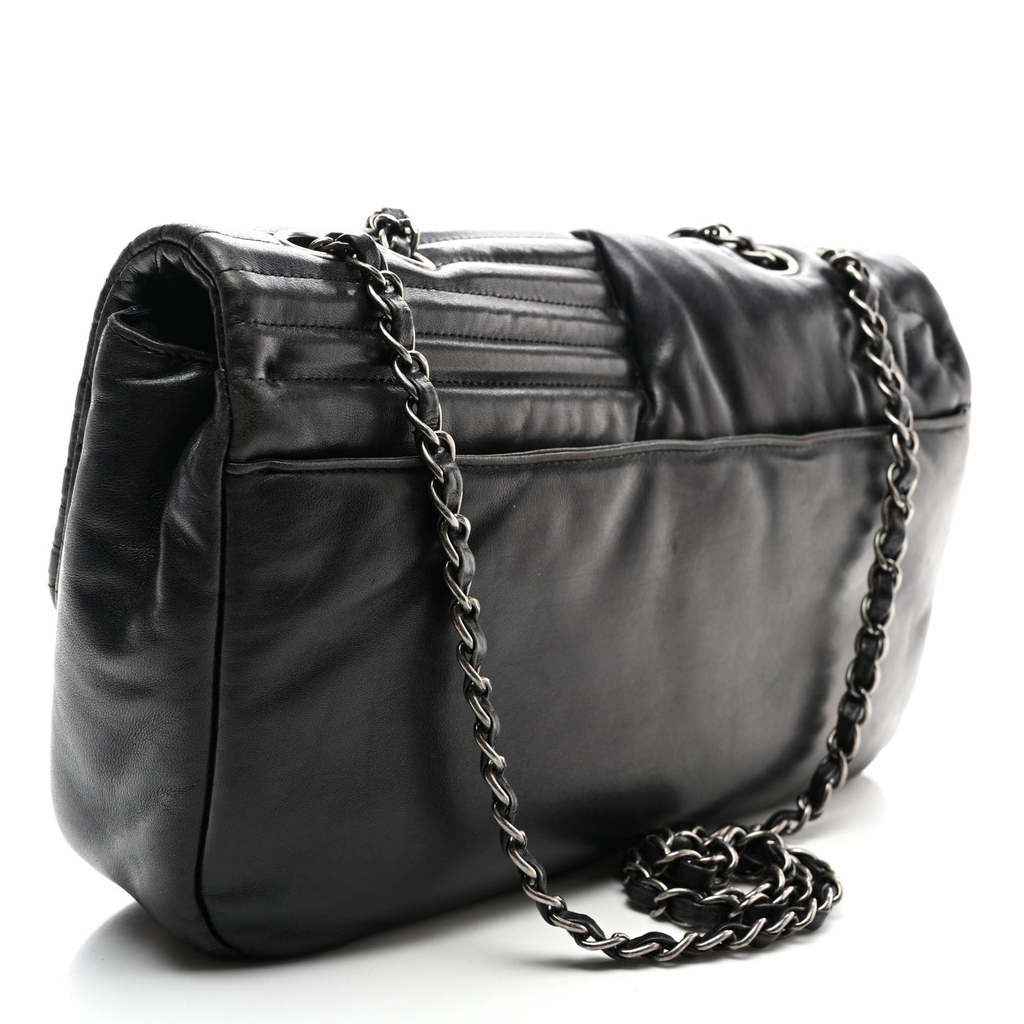 Lambskin Quilted Jumbo Paris Dallas Single Flap Black
